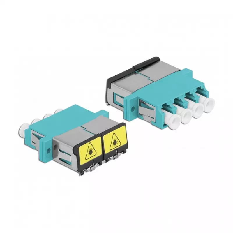 Acoplador de fibra óptica DeLOCK 86905 LC cuádruple hembra a LC cuádruple hembra multimodo aqua