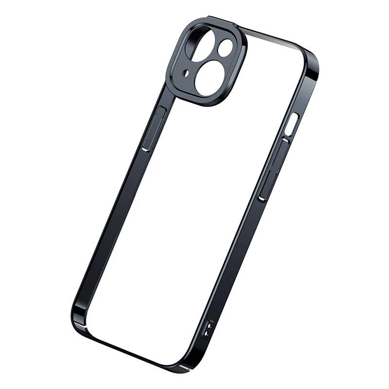Set de funda transparente con purpurina y cristal templado Baseus para iPhone 14 Plus (negro)