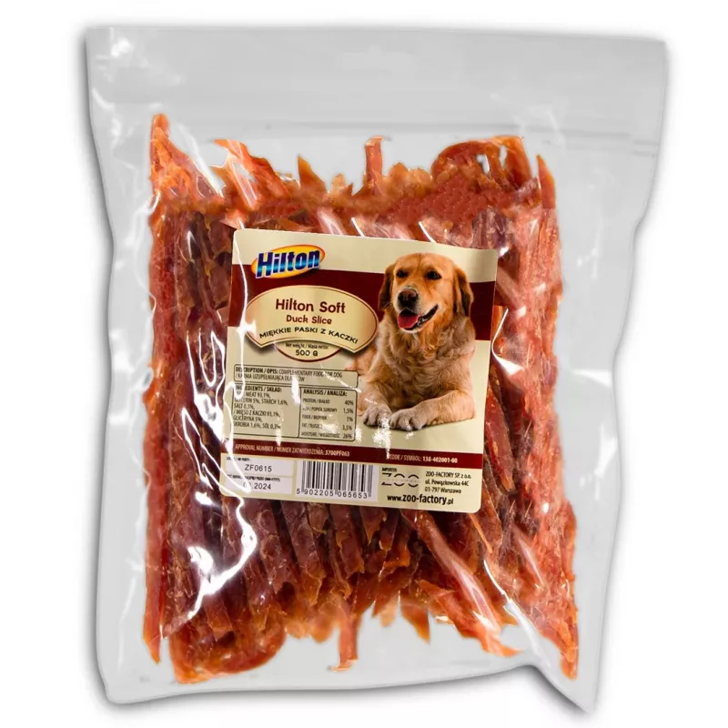 HILTON Tiras blandas de pato - snacks para perros - 500 g