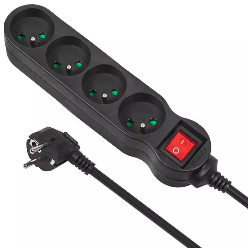 Cable alargador eléctrico regleta de enchufes 4 tomas (5 M) - Maclean MCE182