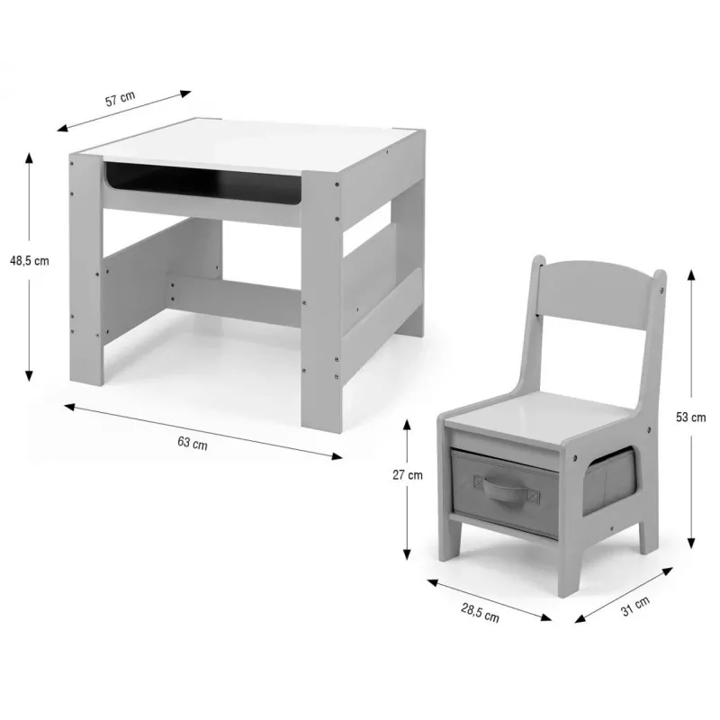 Conjunto de muebles infantiles Milly Mally Sven gris 5489 — set compacto en gris