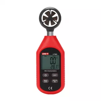 Anemómetro de mano Unit UT363 — medición de velocidad del viento y temperatura, instrumento portátil compacto