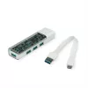 Hub USB 3.2 Gen 1 portátil ROLINE, 4 puertos, cable de conexión Type-A+C