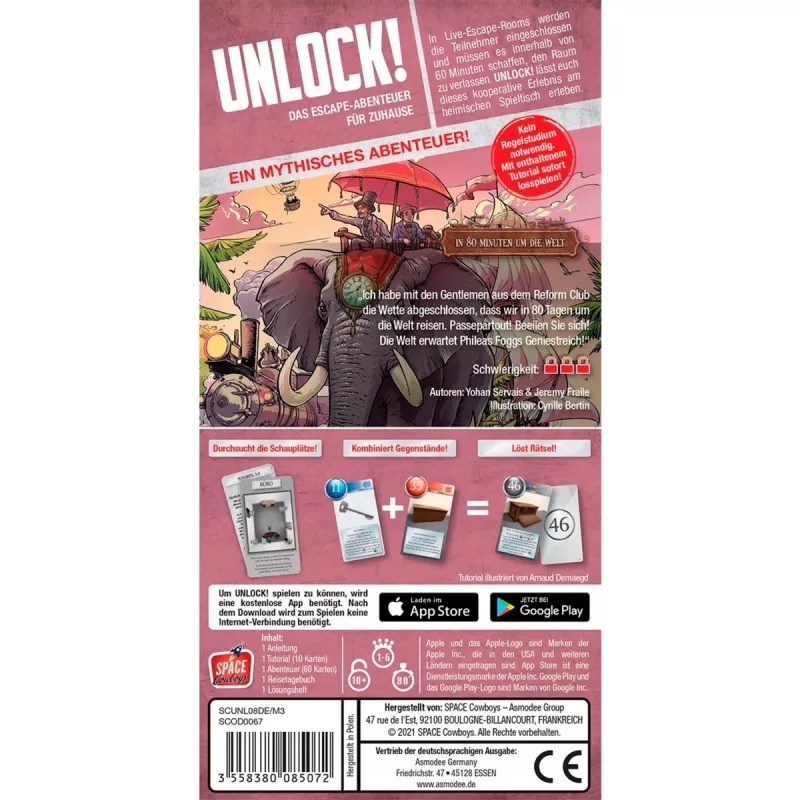 Unlock In 80 Minuten um the world, juego de cartas