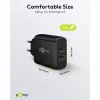 Cargador dual rápido USB-C, PD, GaN, 65 vatios (negro, 1x USB-C, 1x USB-A, Power Delivery)