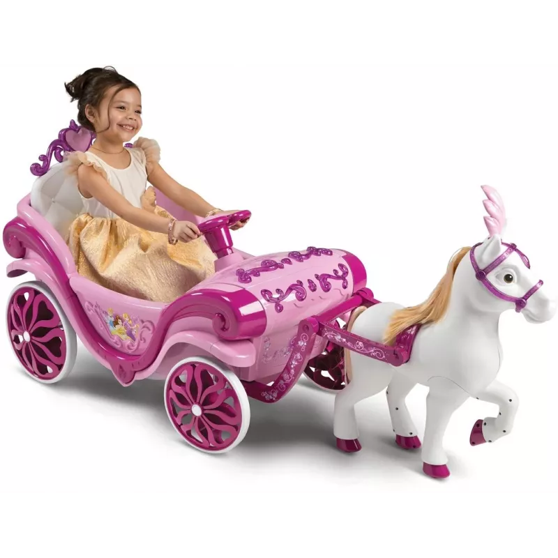 Carroza eléctrica Disney Princesas con caballo Huffy 6 V rosa