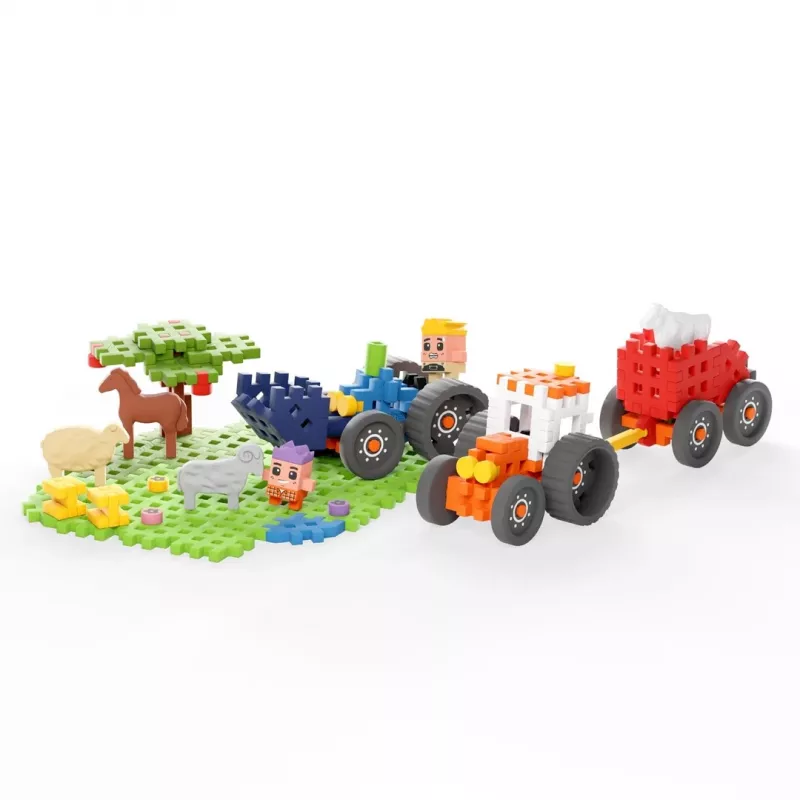 Bloques de construcción Marioinex Farmer Tractor Meadow – 110 piezas, para niños a partir de 6 años, set multicolor