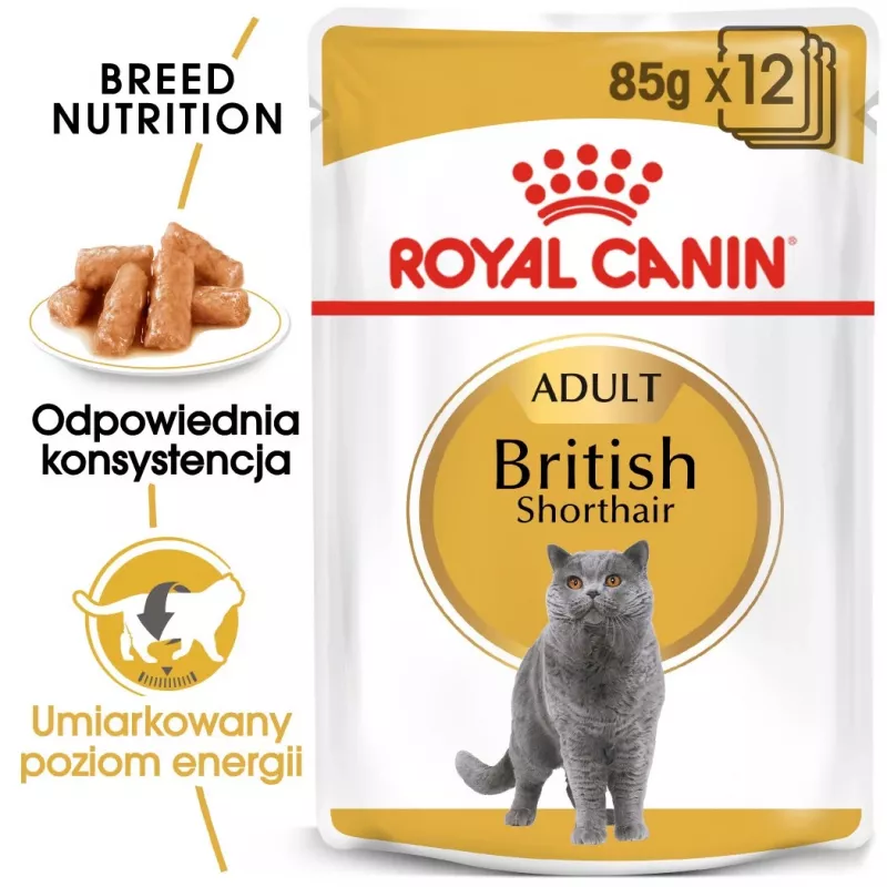 Comida húmeda para gatos Royal Canin British Shorthair Adult bolsa 85 g, aves, ROYAL CANIN Feline Breed Nutrition