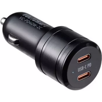 Cargador USB para vehículo VOLTCRAFT VC-PD40W-2C VC-13431420 corriente de salida (máx.) 3 A 2 x USB-C® USB Power Delivery (USB-PD) (VC-13431420)