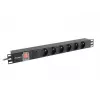 Unidad de distribución de energía LANBERG PDU-06E-0200-BK — 6 salidas Type-E, 16 A, cable de 2 m, rack 1HE, 220–250 V