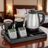 Adler AD 1354 hervidor de agua de hotel acero inoxidable 1,2 L + bandeja con tazas negro, acero