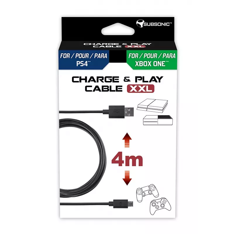Cable USB Subsonic SA5355 4 m USB 2.0 A a Micro-USB A negro