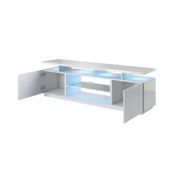 Mueble RTV EVA 180x40x56 blanco/blanco brillante