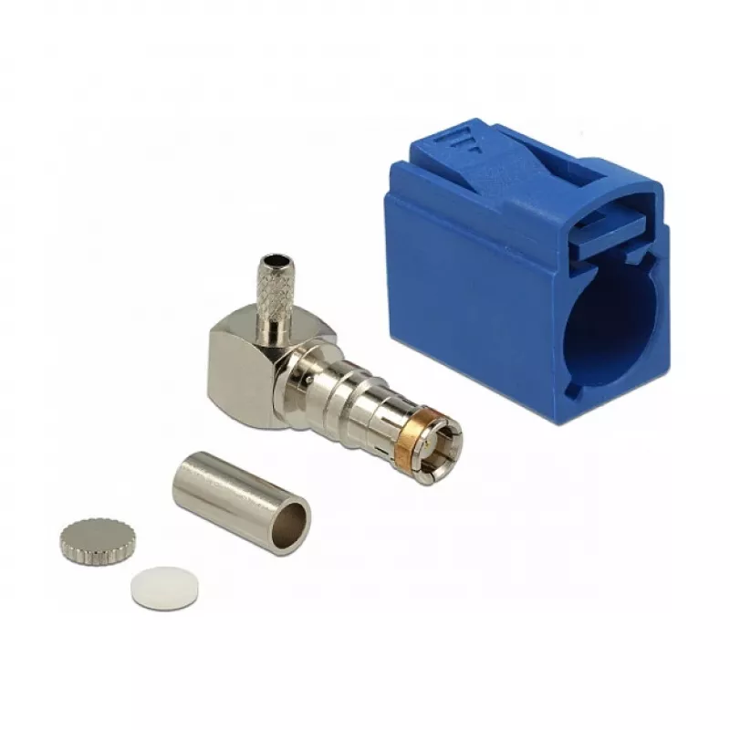 Conector coaxial DELOCK 89715 — FAKRA C macho, acodado 90°, 13,8×21,5×9,5 mm