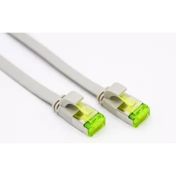 Helos - Cable de parcheo - RJ-45 (M) a RJ-45 (M) - 30 cm - U/FTP - CAT 6a - plano - gris
