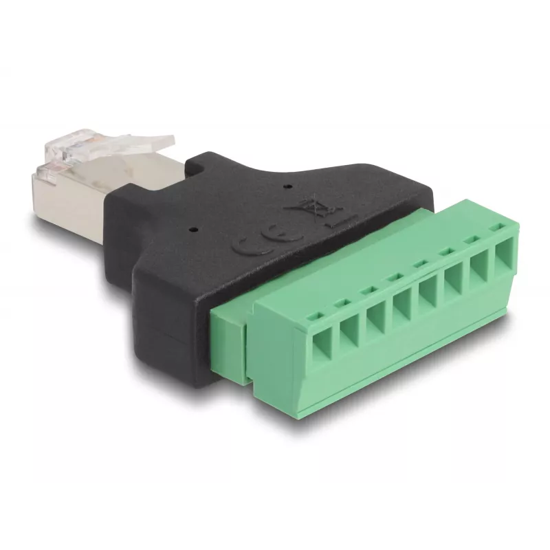 Adaptador DeLOCK conector macho RJ45 > regleta de bornes de 8 polos en 2 piezas 3,81 mm