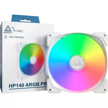 Ventilador Montech HP140 ARGB PWM de 140 mm blanco con rodamiento rifle