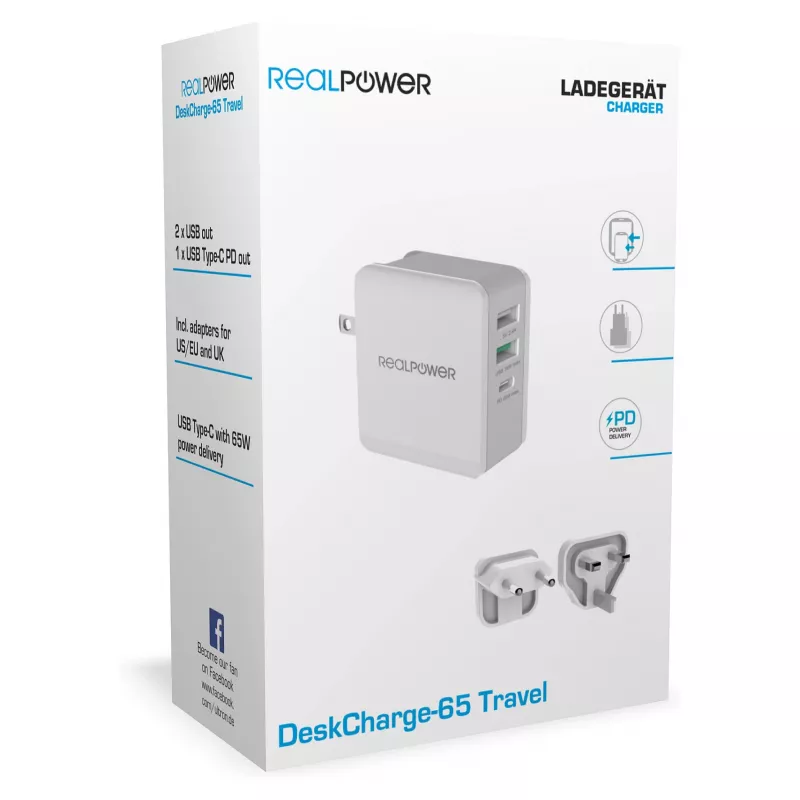 RealPower Cargador DeskCharge-65 Travel 65W