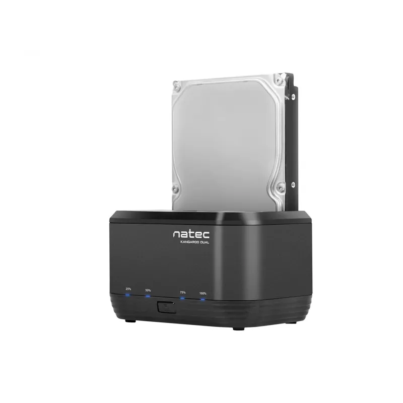 Base de acoplamiento para discos duros 2,5/3,5 USB 3.0 Natec Kangaroo Dual, función de clonación, fuente de alimentación