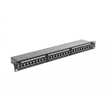 Patch panel 1U LANBERG PPS5-1024-B — 24 puertos RJ-45 Cat5, metal, negro, montaje en rack