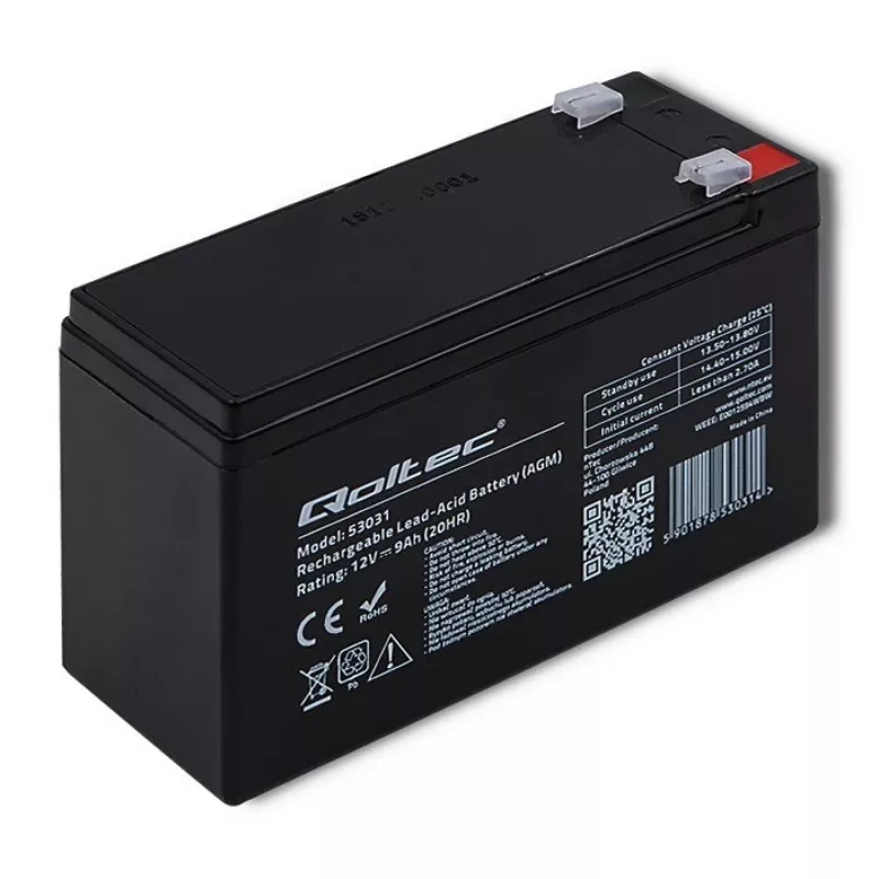 Batería para SAI QOLTEC 53031 12V 9Ah verde, 152×94×65 mm, 2,35 kg
