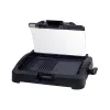 Beper 90.871 barbacoa eléctrica, placa antiadherente de 39 x 29 cm, tapa de cristal, 2200 W, negra