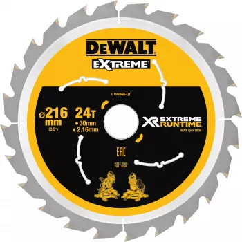 Hoja de sierra DeWALT XR FlexVolt 216 mm x 30 mm 24 dientes