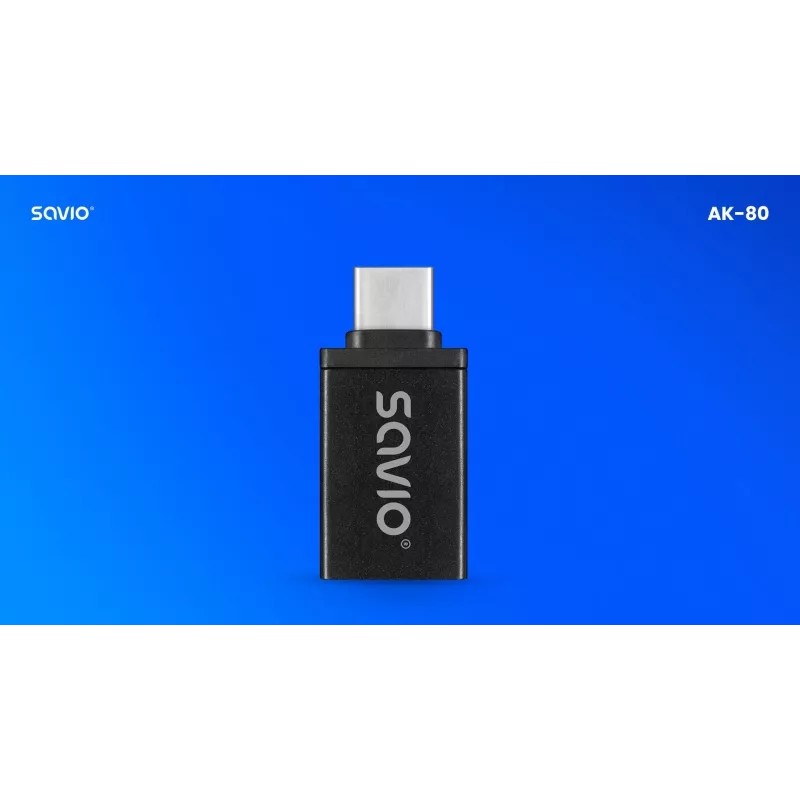 Adaptador de cable de vídeo Savio AK-80 0m USB Type-A USB Type-C negro