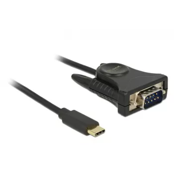 Delock 62964 Adaptador de USB-C a serie DB9 RS-232, 1,8 m, negro