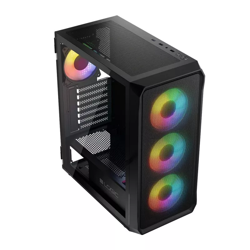 Carcasa LOGIC CONCEPT Portos ARGB ATX Mid-Tower, negra