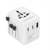 Fuente de alimentación de viaje GEMBIRD TPA-1A2C20-01-W — 20 W, USB-A (18 W) + 2× USB-C (20 W), enchufe tipo E, blanco
