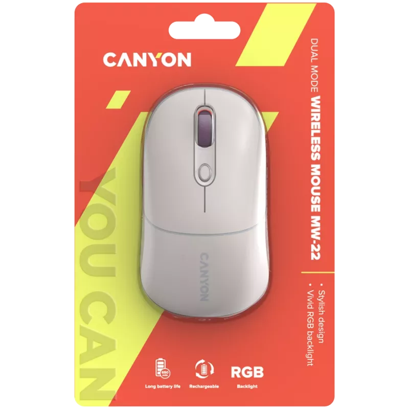 Ratón CANYON MW-22 2 en 1 BT/inalámbrico blanco arroz