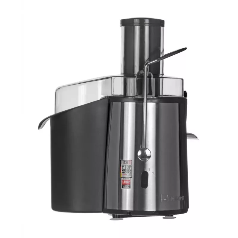 Exprimidor CLATRONIC AE 3532 1000 W, carcasa de acero inoxidable, contenedor de pulpa de 2 L, 2 velocidades, antigoteo