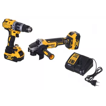 Set combinado para herramientas eléctricas DeWALT DCK2080P2T-QW — 18V Li‑Ion 5Ah (2x), amoladora angular DCG405, taladro atornillador, rosca de plato de lijado M14, maletín de transporte