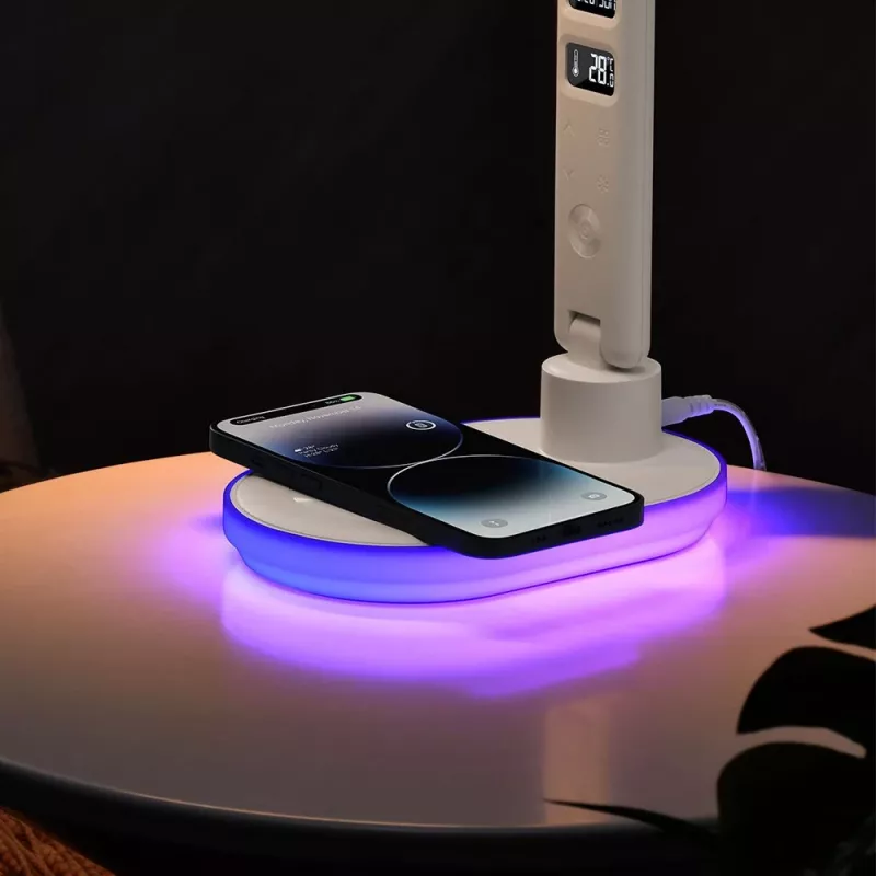 Lámpara de mesa Hawk HW-LAMP03 blanca RGB — lámpara de escritorio LED ajustable con iluminación RGB