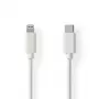 Cable Lightning Nedis - USB 2.0 | Apple Lightning 8 pines | conector macho USB-C™ | 480 Mbit/s | niquelado | 1,00 m | redondo | PVC | blanco | etiqueta