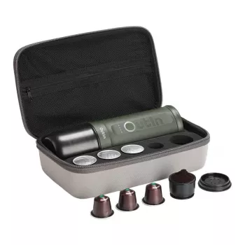Set cafetera portátil Outin Nano 7500mAh (verde) + funda protectora