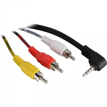 Cable adaptador Wentronic Goobay jack de 3,5 mm/RCA, 1,5 m – conector jack de 3,5 mm (4 polos, estéreo) 90° > 3 conectores RCA macho (50209)