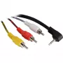 Cable adaptador Wentronic Goobay jack de 3,5 mm/RCA, 1,5 m – conector jack de 3,5 mm (4 polos, estéreo) 90° > 3 conectores RCA macho (50209)