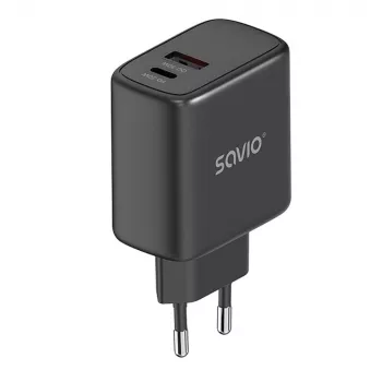 Cargador de exterior SAVIO LA-06/B USB Type-C 30W Power Delivery 1x USB-C negro, 5–20V, 3A/9V, 3A/5V, 3A/12V, 2,1A