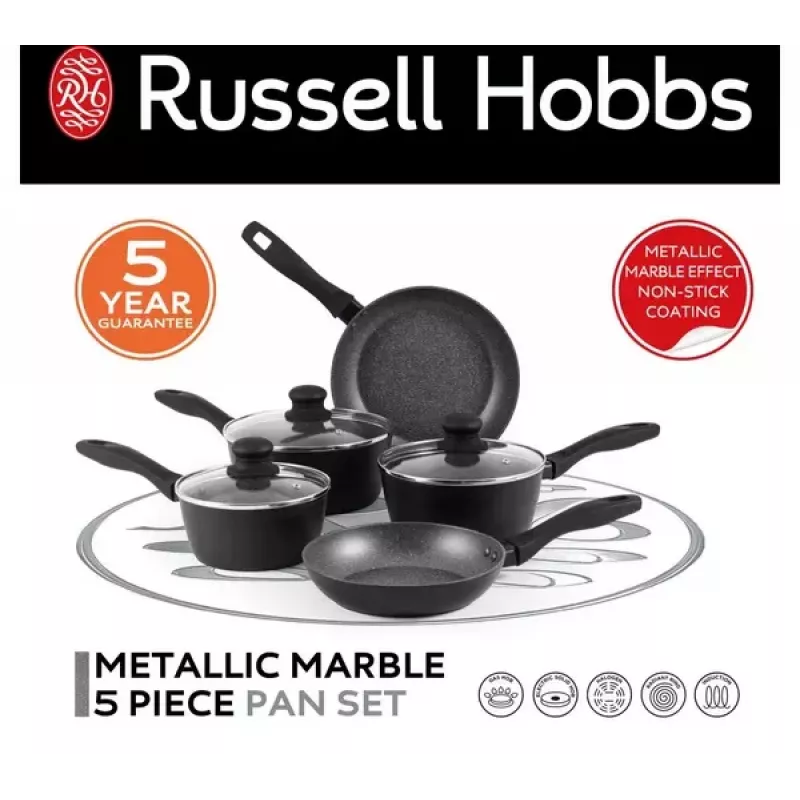 Set de 5 sartenes Russell Hobbs Metallic Marble RH02814EU7 – recubrimiento antiadherente, varios tamaños