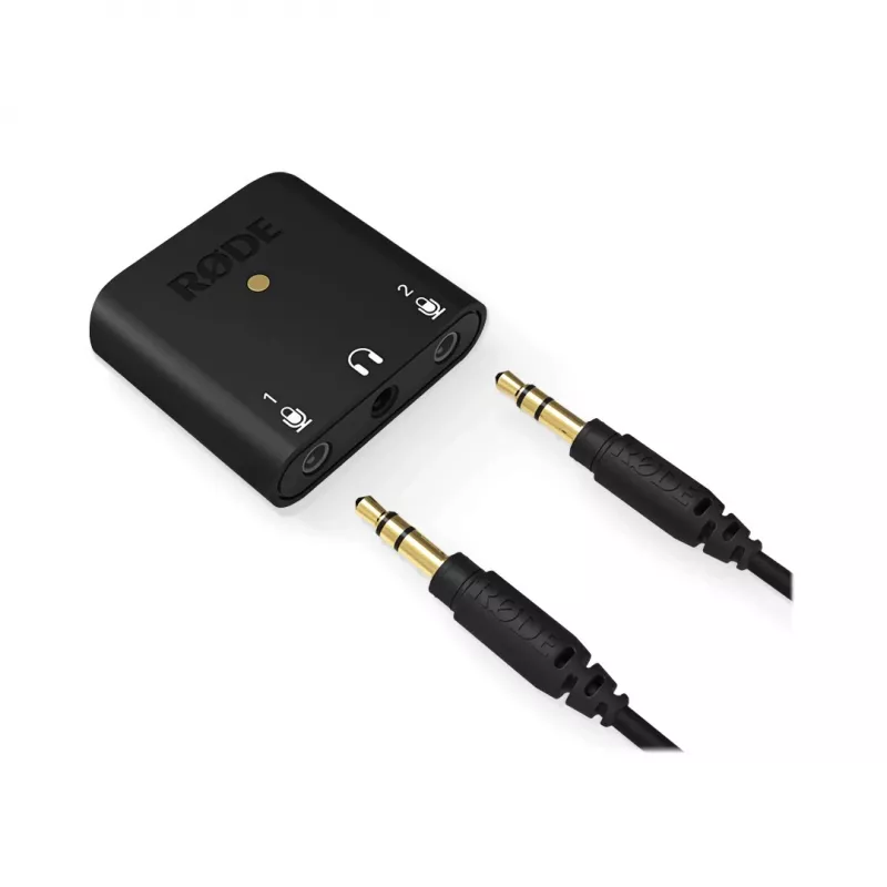 RØDE AI-Micro interfaz de audio móvil, 2x entradas TRS/TRRS de 3,5 mm, salida de auriculares de 3,5 mm, USB-C, negra