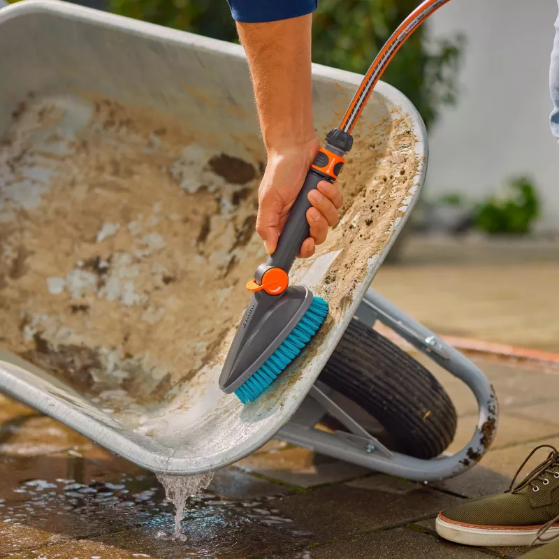 Cleansystem cepillo de mano M duro gris turquesa tiras de plástico blando multiusos