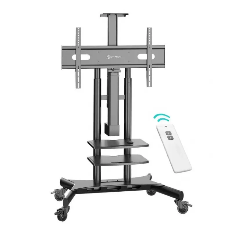 Soporte móvil motorizado para TV ONKRON TS1881E-B para televisores de 50–86 pulgadas, negro, elevación eléctrica, soporte VESA