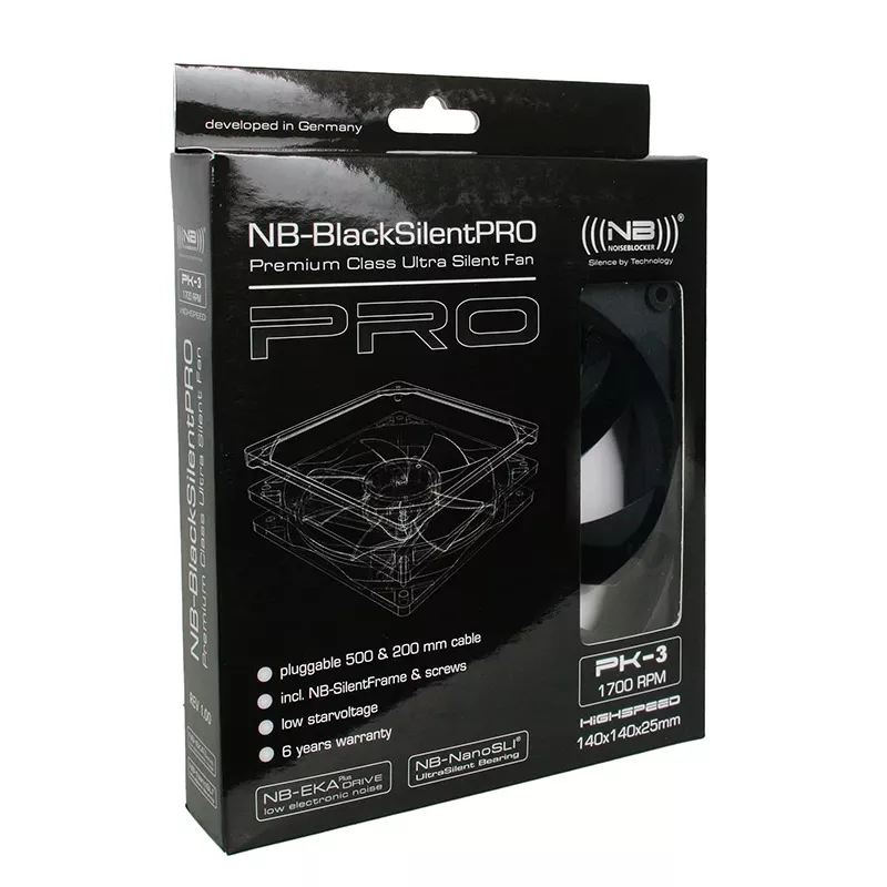 Ventilador Noiseblocker BlackSilentPro PK3 14 cm negro