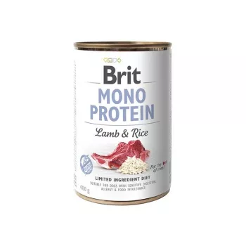 Alimento húmedo Brit MONO PROTEIN cordero con arroz 400 g – lata, para perros adultos, proteína única, sin conservantes