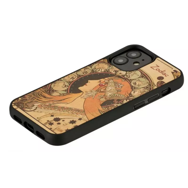 Funda para móvil Man and Wood para iPhone 12 mini — serie Zodiac, negra