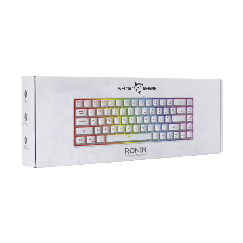 Teclado White Shark RONIN blanco USB QWERTY 68 teclas LED