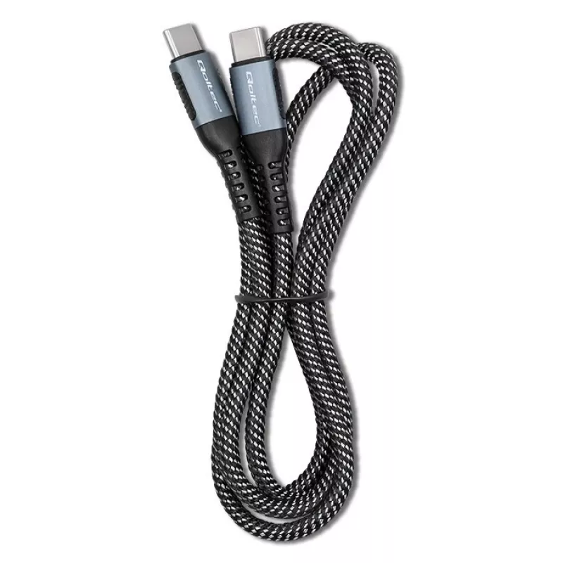 Cable Qoltec USB 2.0 Type-C a USB 2.0 Type-C 100W QC 3.0 PD 1m Negro