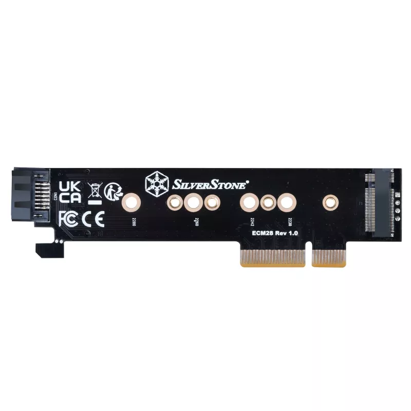 Tarjeta adaptadora Silverstone SST-ECM28 M.2/SATA, PCIe 4.0, 1x M-Key, 1x SATA